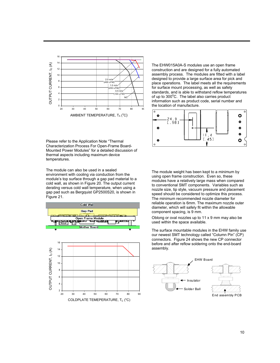 Thermal considerations, Surface mount information | GE Industrial Solutions EHW015A0A Series (Eighth-Brick) User Manual | Page 10 / 19