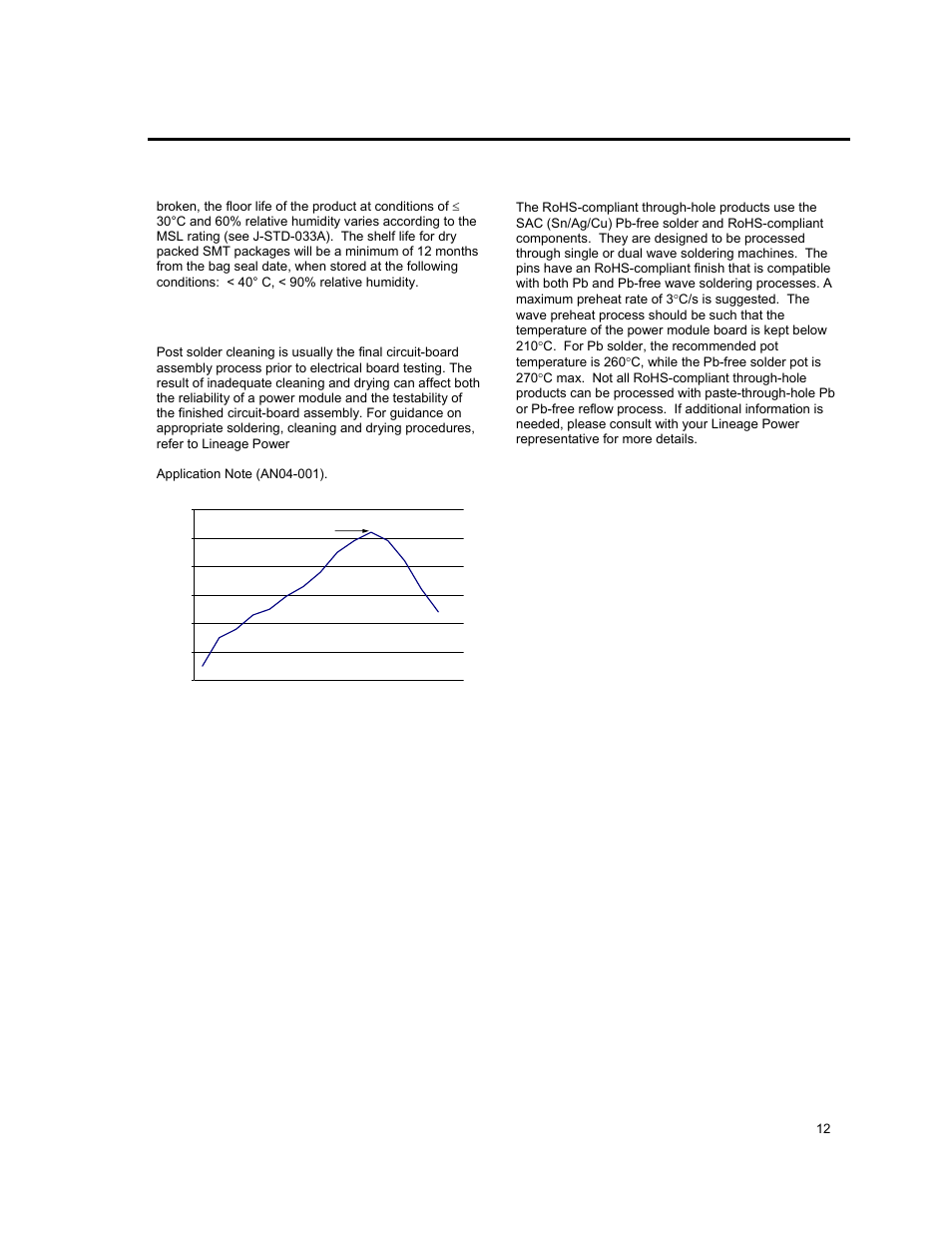 Surface mount information (continued), Through-hole lead-free soldering information | GE Industrial Solutions EHW015A0A Series (Eighth-Brick) User Manual | Page 12 / 19