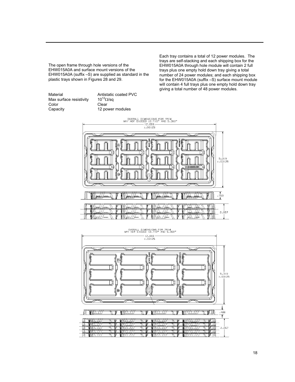 Packaging details | GE Industrial Solutions EHW015A0A Series (Eighth-Brick) User Manual | Page 18 / 19