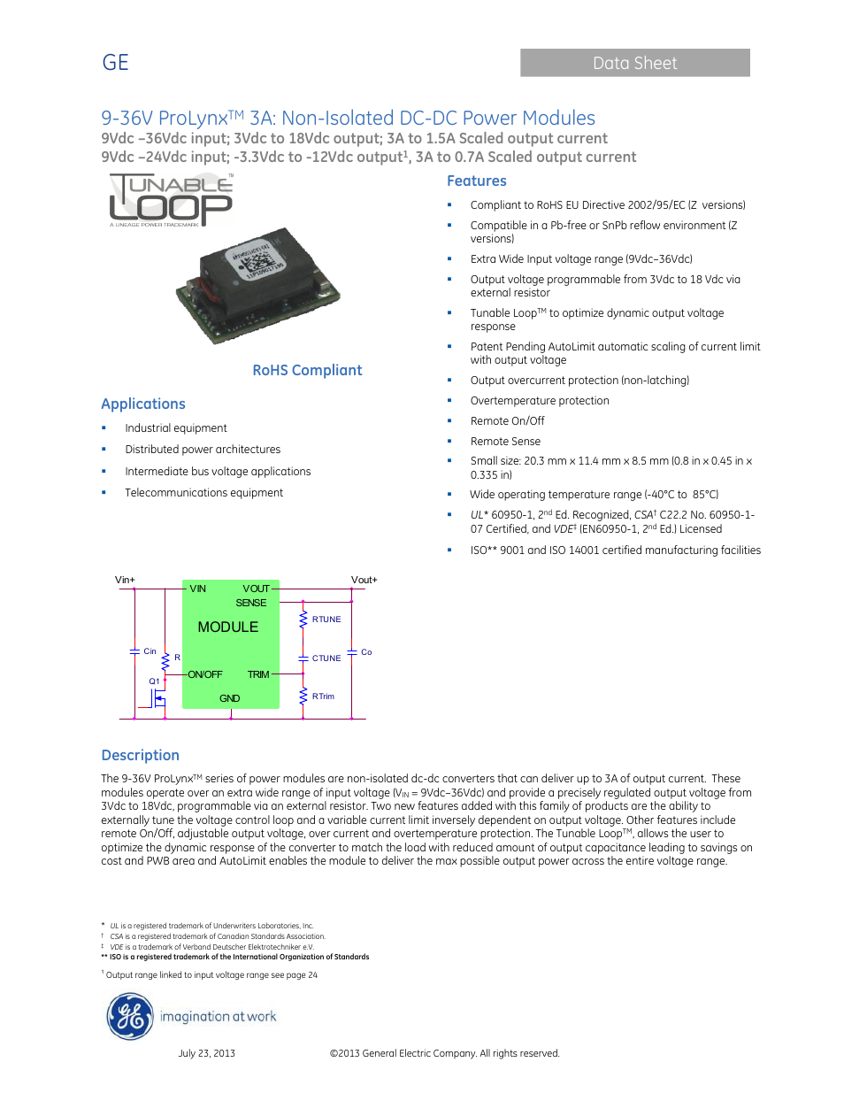 GE Industrial Solutions 9-36V ProLynx 3A User Manual | 30 pages