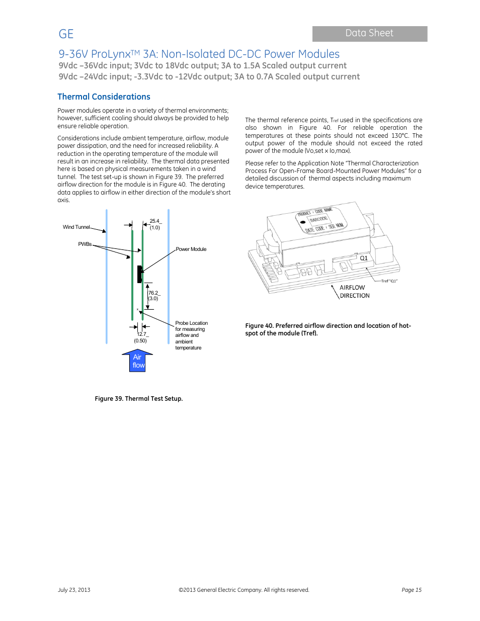 36v prolynx, 3a: non-isolated dc-dc power modules, Data sheet | GE Industrial Solutions 9-36V ProLynx 3A User Manual | Page 15 / 30