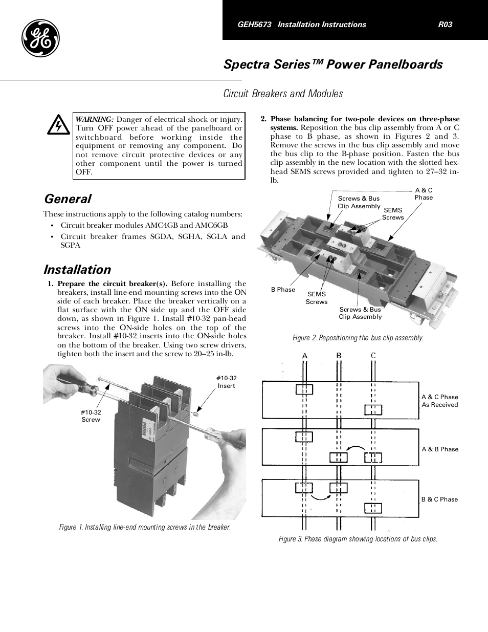 GE Industrial Solutions Spectra Series Power Panelboards AMC4GB and AMC6GB User Manual | 4 pages