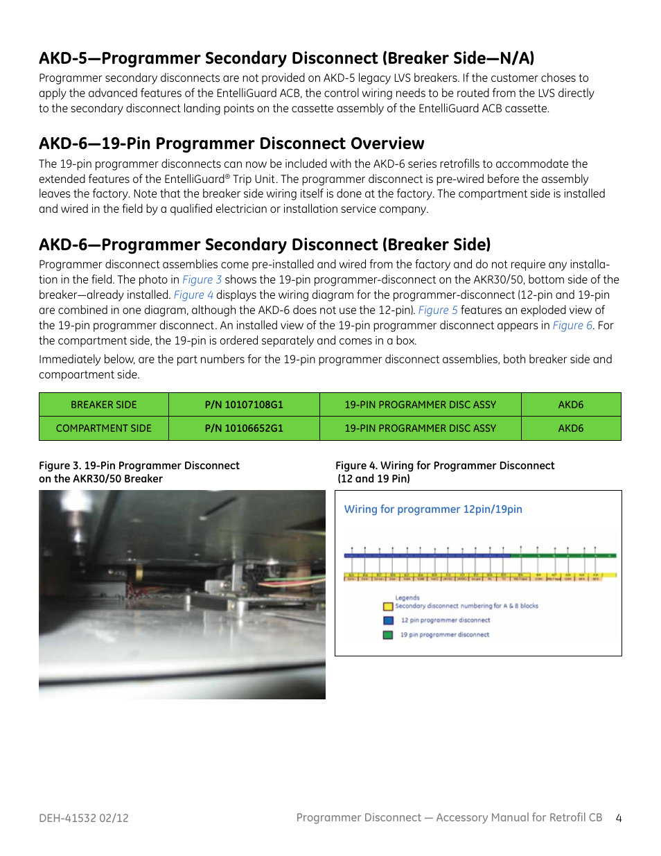 Akd-6—19-pin programmer disconnect overview | GE Industrial Solutions Programmer Disconnect User Manual | Page 5 / 15