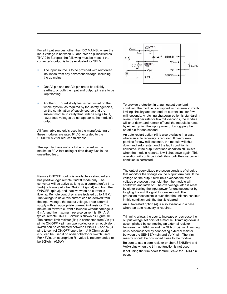 Safety considerations (continued), Feature description | GE Industrial Solutions FNW500R Series User Manual | Page 7 / 13