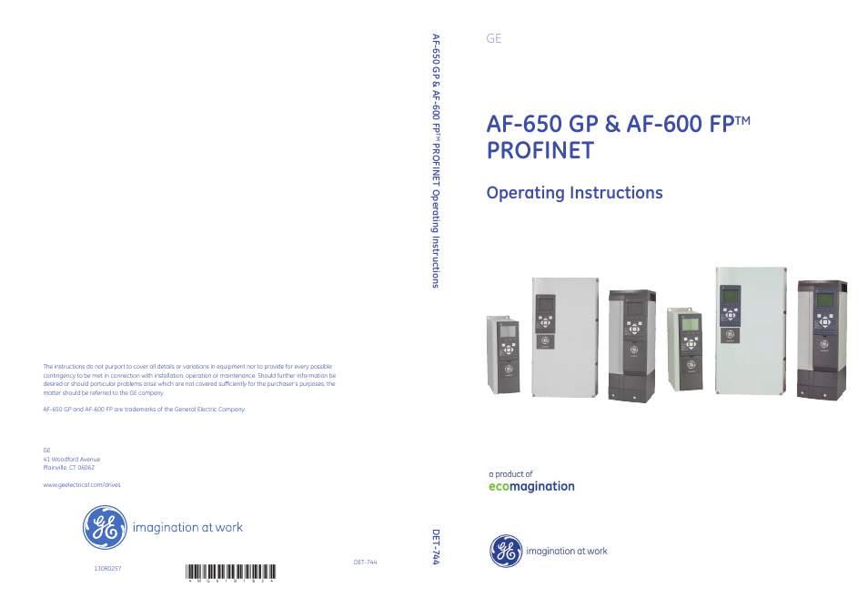 Profinet, Operating instructions | GE Industrial Solutions AF-650 GP PROFINET User Manual | Page 69 / 69