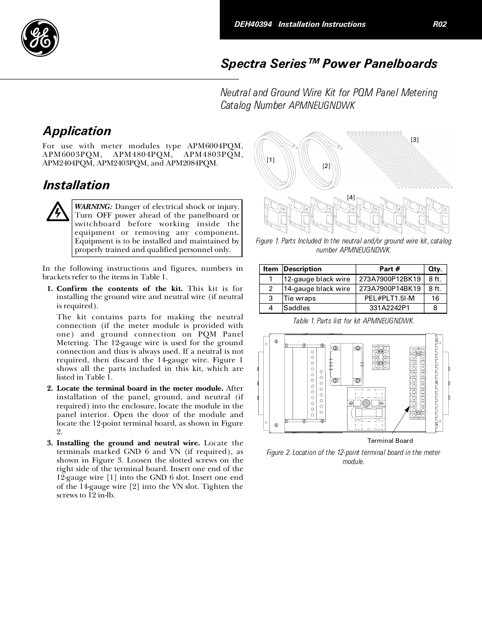 GE Industrial Solutions Spectra Series Power Panelboards APM2404PQM, APM2403PQM, and APM2084PQM User Manual | 2 pages