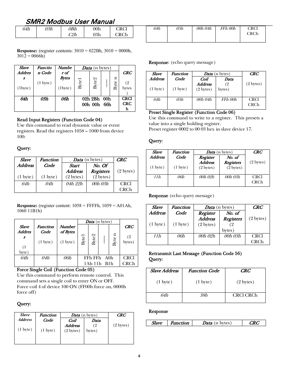 Smr2 modbus user manual | GE Industrial Solutions Record Plus FG600 SMR2 Modbus User Manual | Page 7 / 21