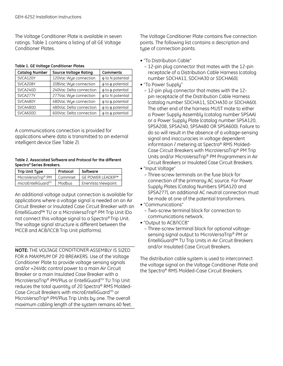 GE Industrial Solutions Voltage Conditioner Plate SVCA600D User Manual | Page 4 / 8