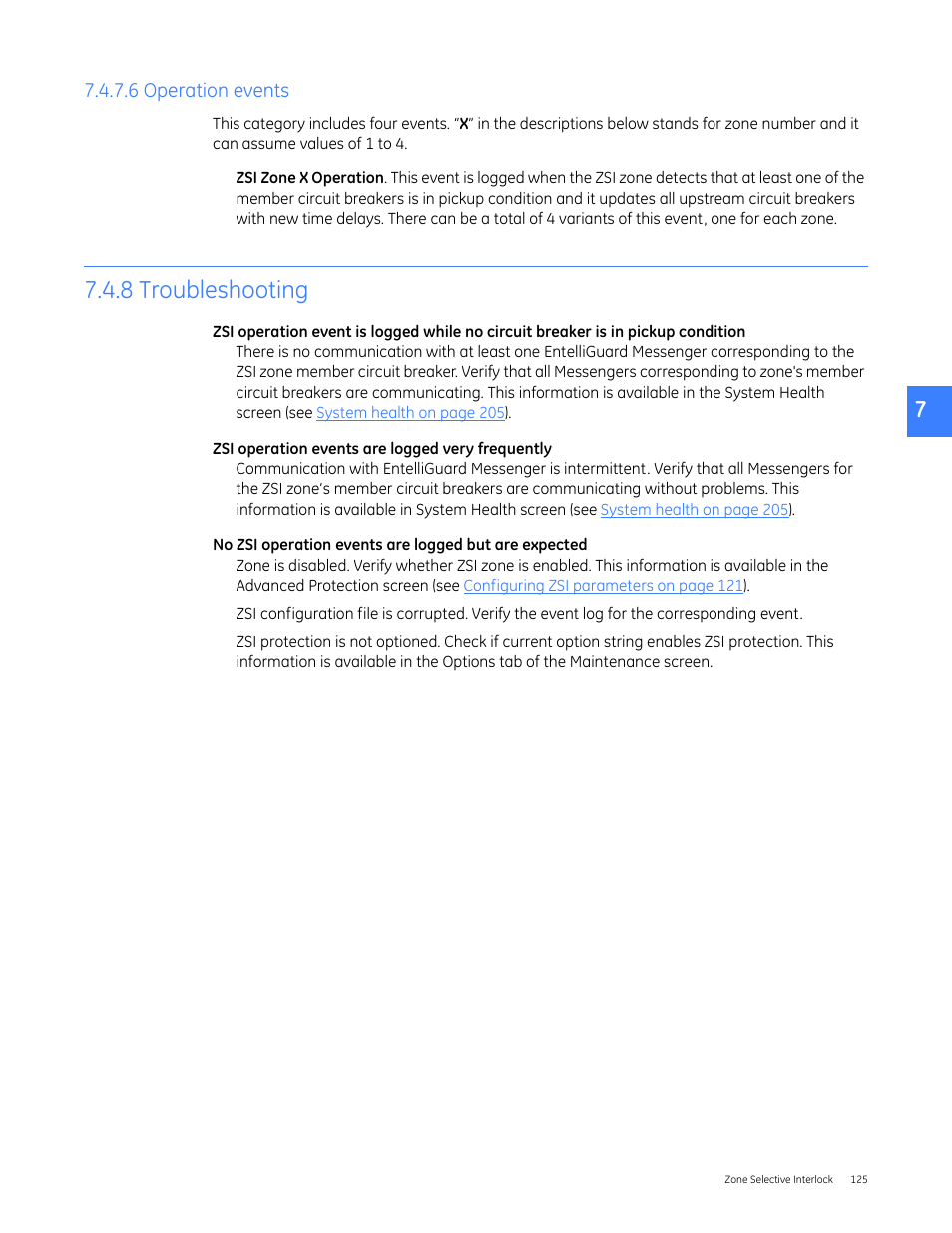 6 operation events, 8 troubleshooting | GE Industrial Solutions Entellisys 4.0 System User Manual User Manual | Page 125 / 274