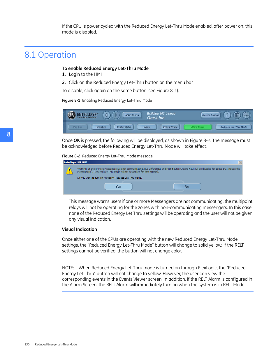 1 operation | GE Industrial Solutions Entellisys 4.0 System User Manual User Manual | Page 130 / 274