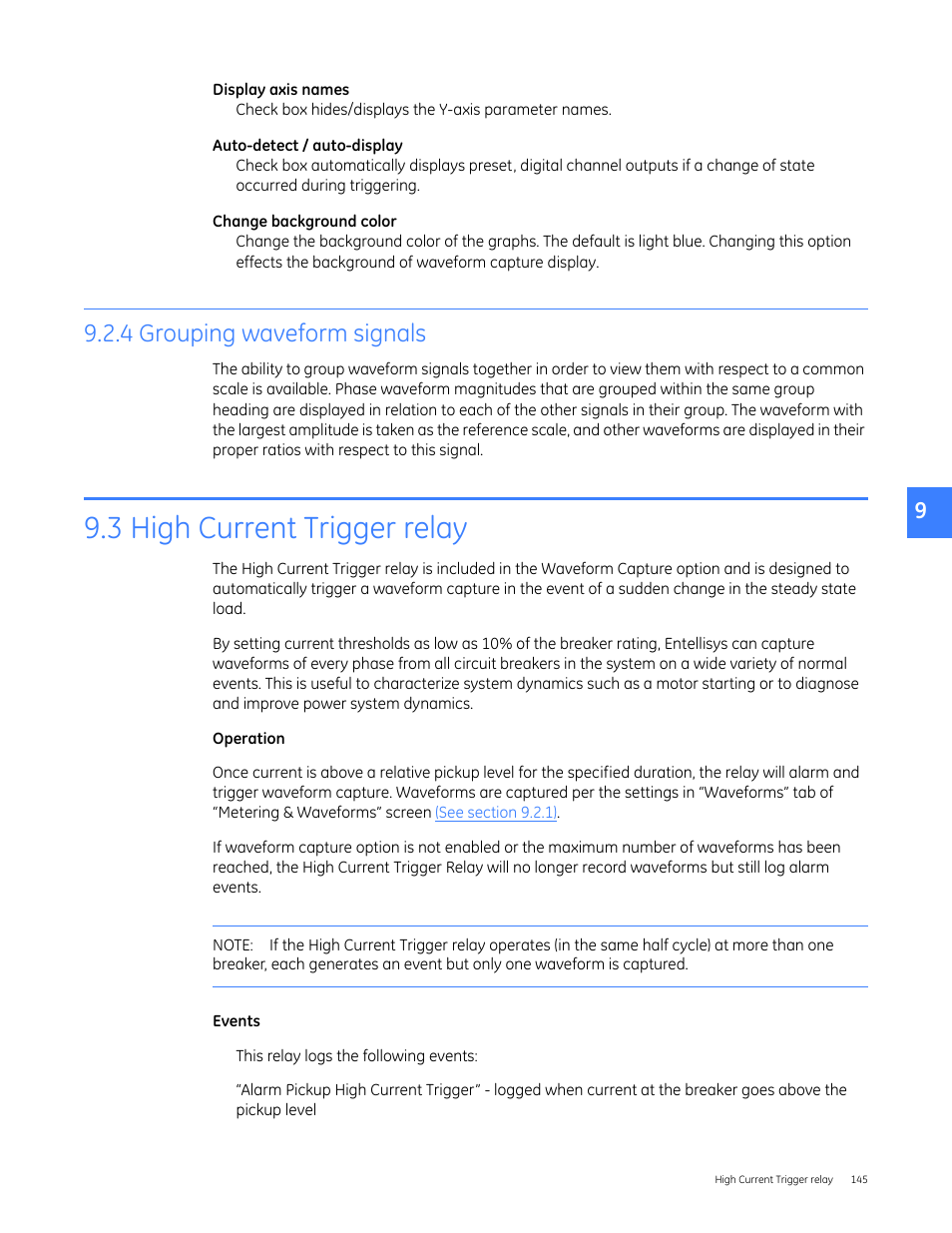 4 grouping waveform signals, 3 high current trigger relay | GE Industrial Solutions Entellisys 4.0 System User Manual User Manual | Page 145 / 274