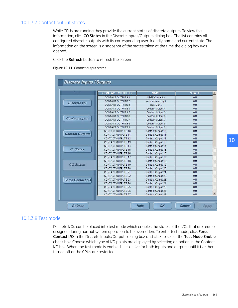 7 contact output states, 8 test mode | GE Industrial Solutions Entellisys 4.0 System User Manual User Manual | Page 163 / 274