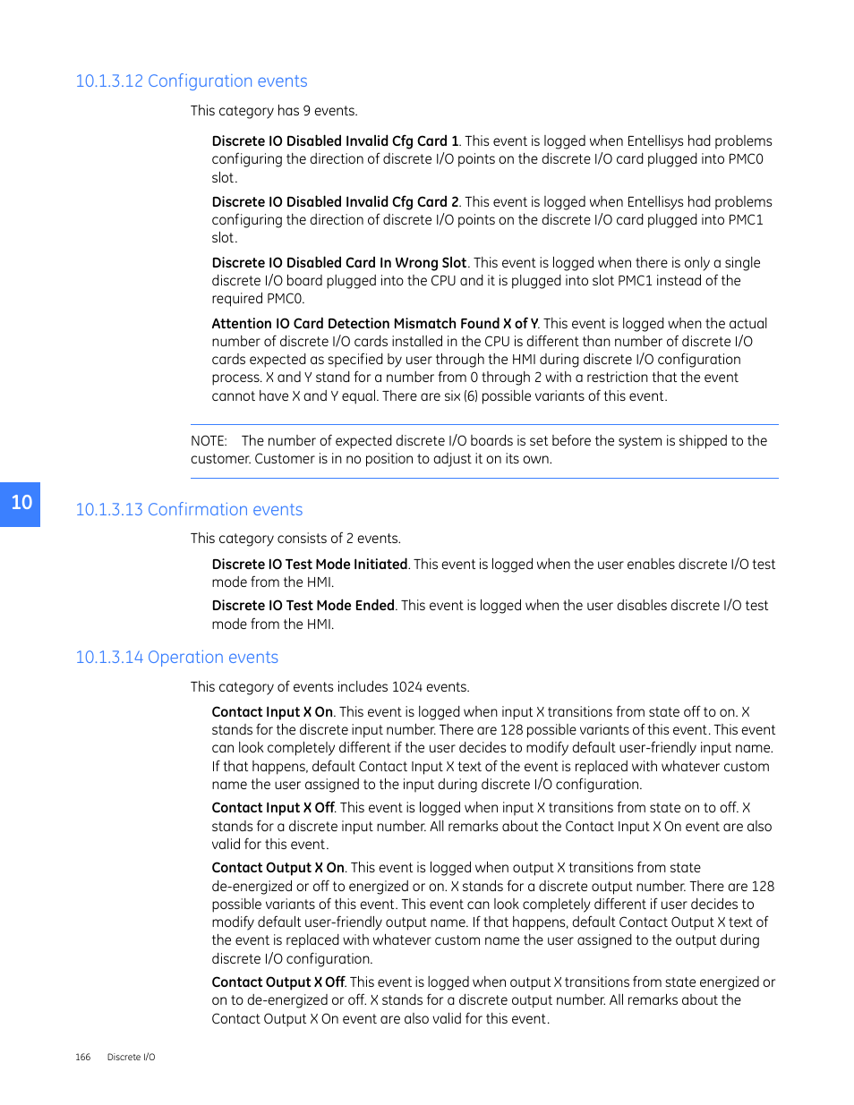 12 configuration events, 13 confirmation events, 14 operation events | GE Industrial Solutions Entellisys 4.0 System User Manual User Manual | Page 166 / 274