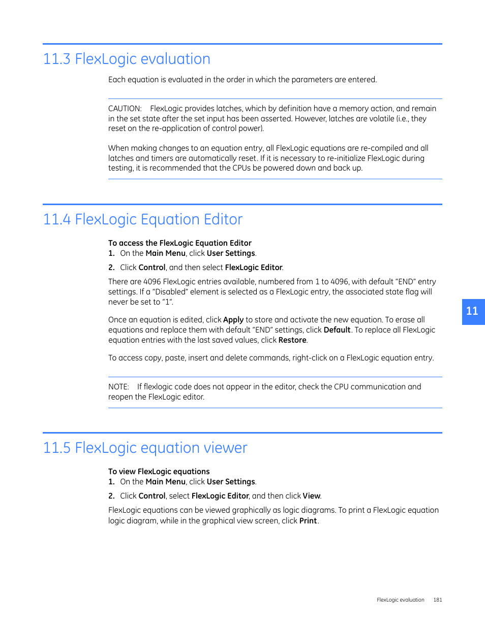 3 flexlogic evaluation, 4 flexlogic equation editor, 5 flexlogic equation viewer | GE Industrial Solutions Entellisys 4.0 System User Manual User Manual | Page 181 / 274
