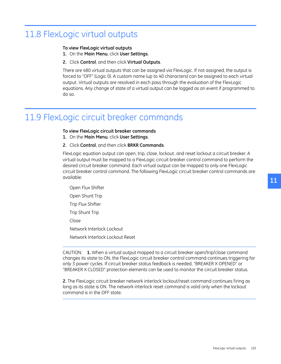 8 flexlogic virtual outputs, 9 flexlogic circuit breaker commands | GE Industrial Solutions Entellisys 4.0 System User Manual User Manual | Page 183 / 274