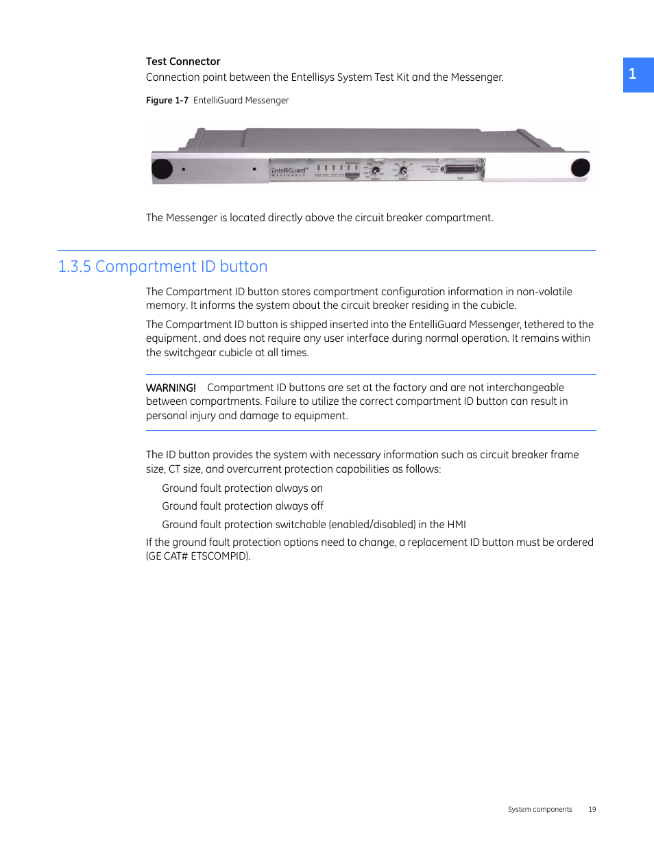 5 compartment id button | GE Industrial Solutions Entellisys 4.0 System User Manual User Manual | Page 19 / 274