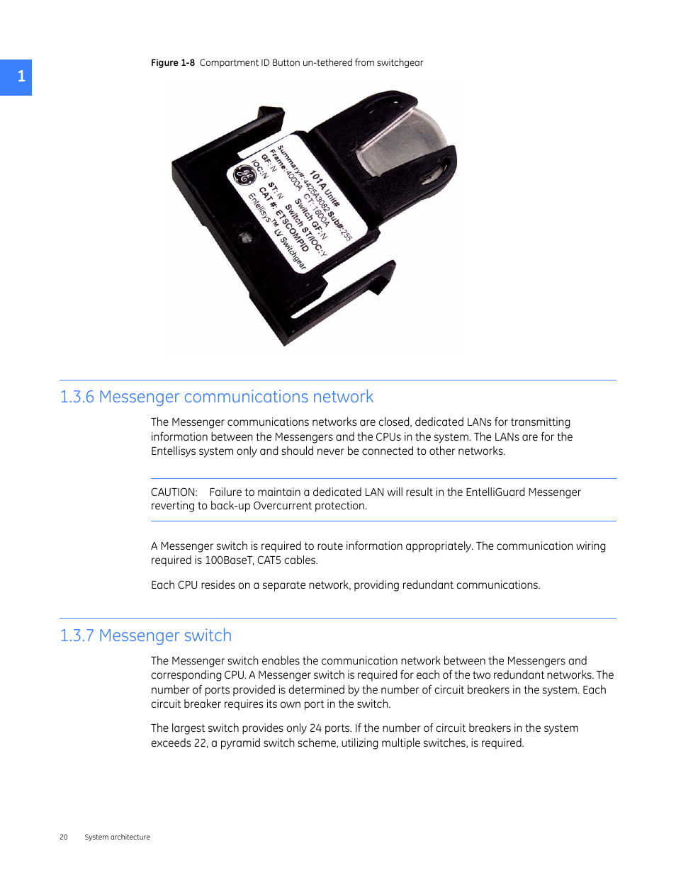 6 messenger communications network, 7 messenger switch | GE Industrial Solutions Entellisys 4.0 System User Manual User Manual | Page 20 / 274