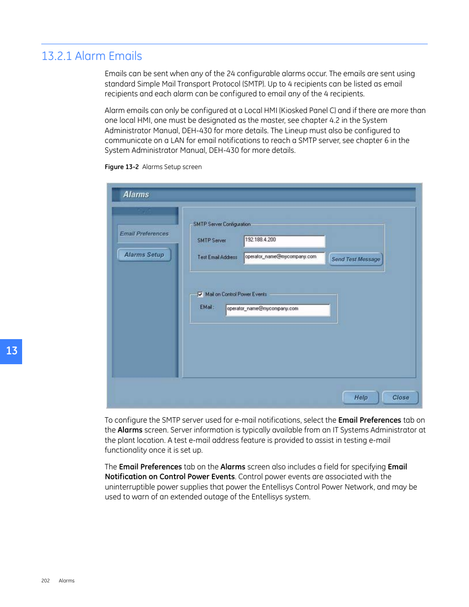 1 alarm emails | GE Industrial Solutions Entellisys 4.0 System User Manual User Manual | Page 202 / 274