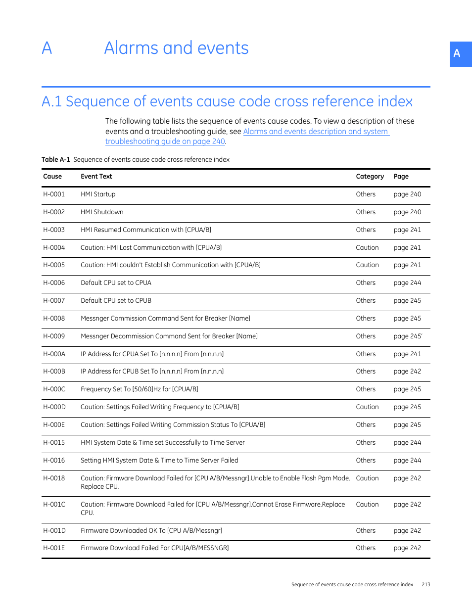 Alarms and events, A alarms and events, Lay, see | Alarms and, Ce. see, Aalarms and events | GE Industrial Solutions Entellisys 4.0 System User Manual User Manual | Page 213 / 274