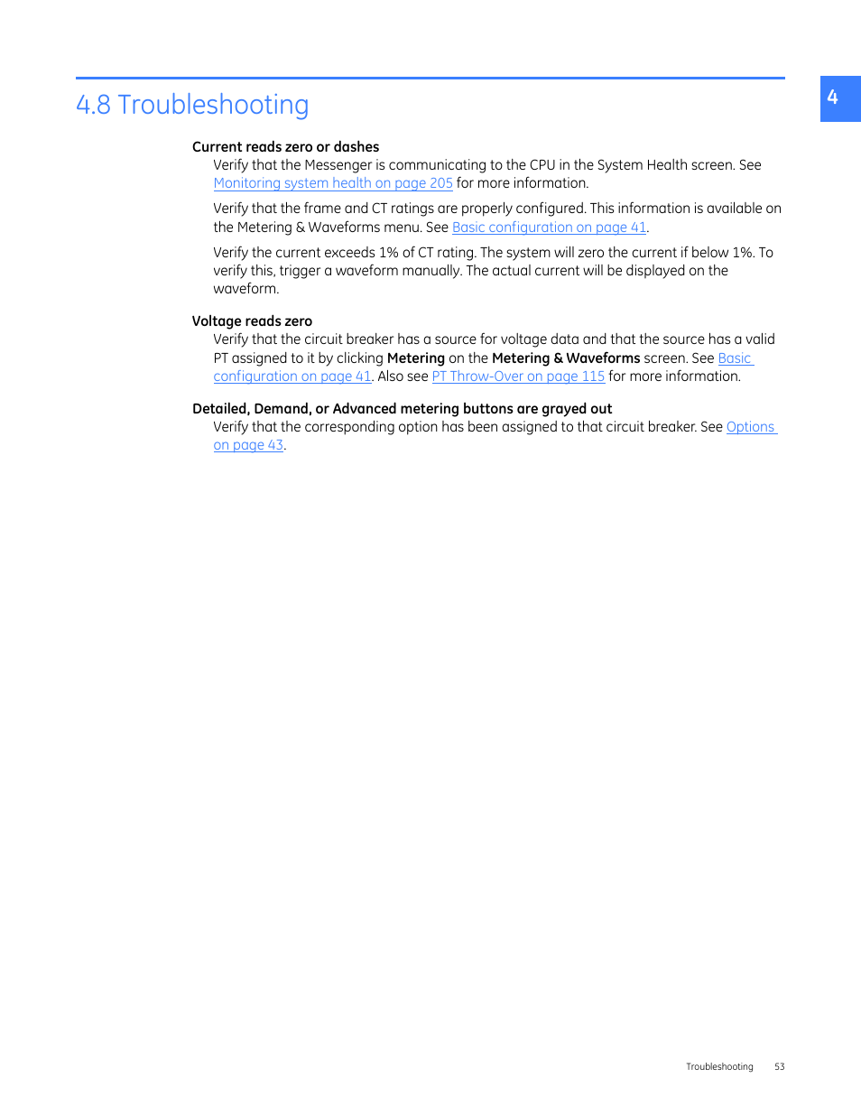 8 troubleshooting | GE Industrial Solutions Entellisys 4.0 System User Manual User Manual | Page 53 / 274