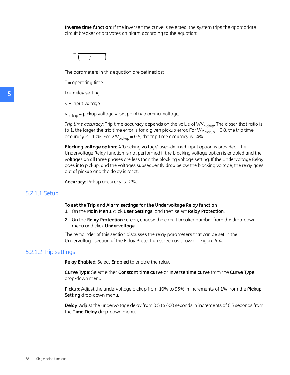 1 setup, 2 trip settings | GE Industrial Solutions Entellisys 4.0 System User Manual User Manual | Page 68 / 274