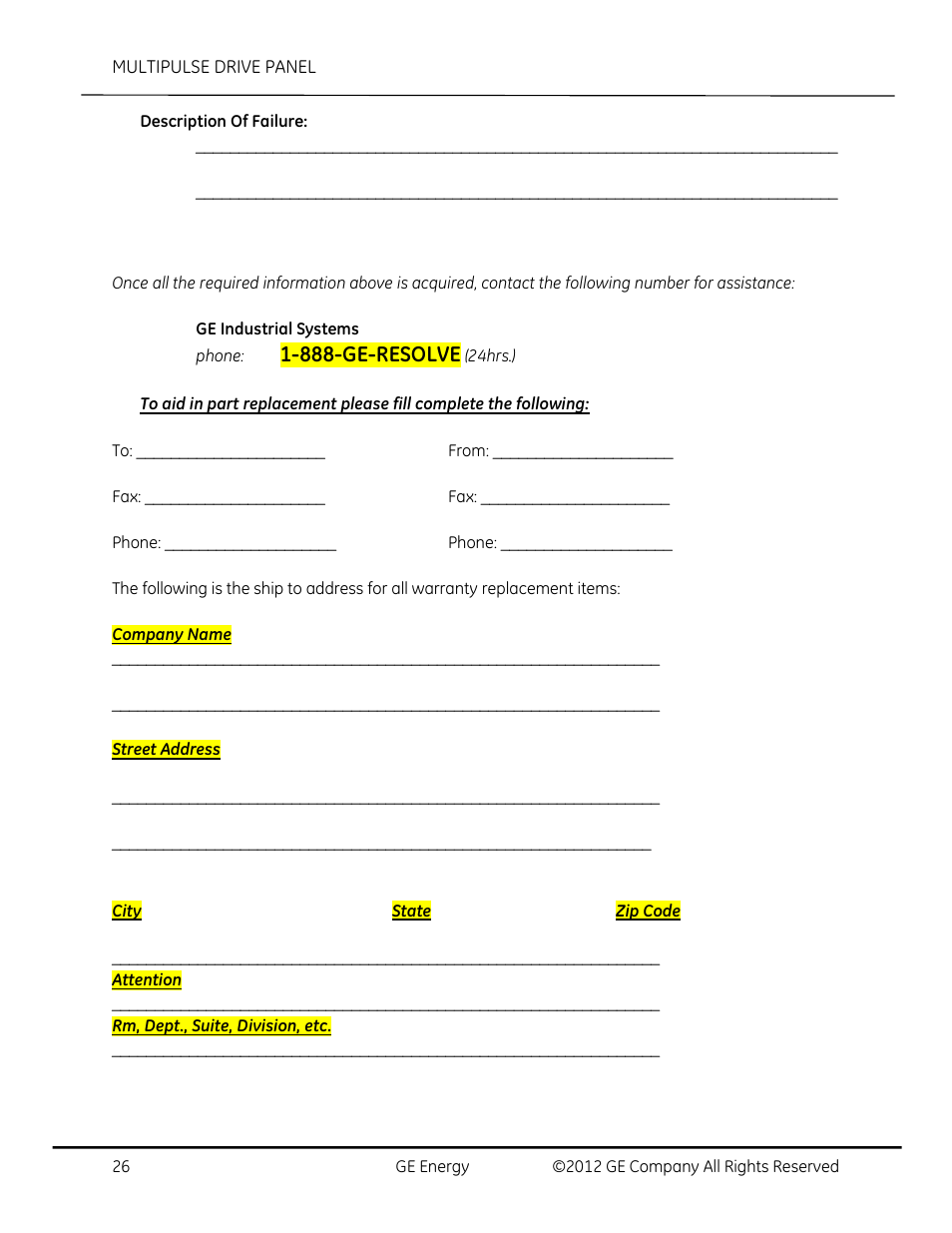 888-ge-resolve | GE Industrial Solutions AF-650 GP MultiPulse Drive Panel User Manual | Page 26 / 37