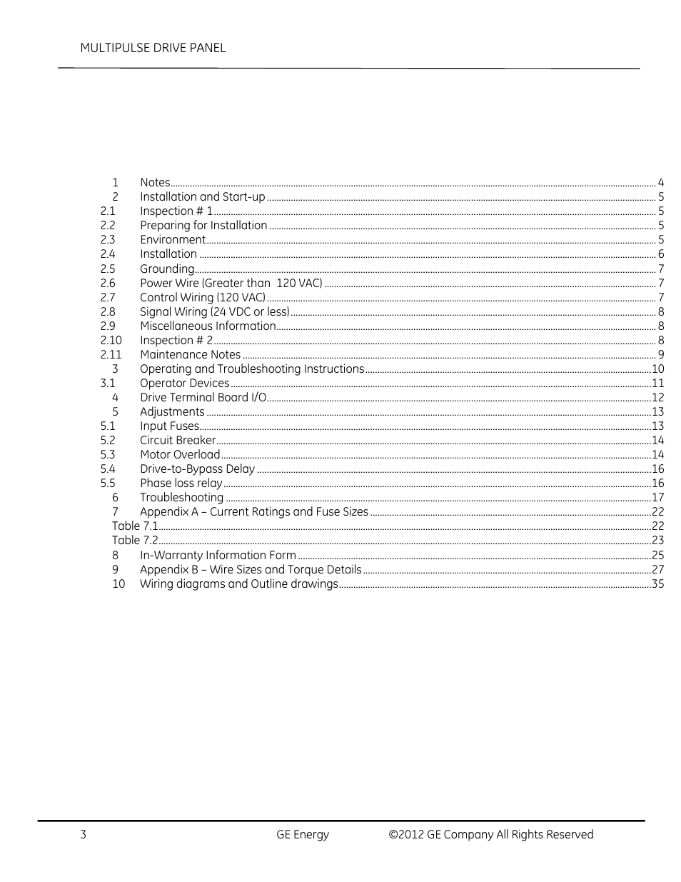 GE Industrial Solutions AF-650 GP MultiPulse Drive Panel User Manual | Page 3 / 37