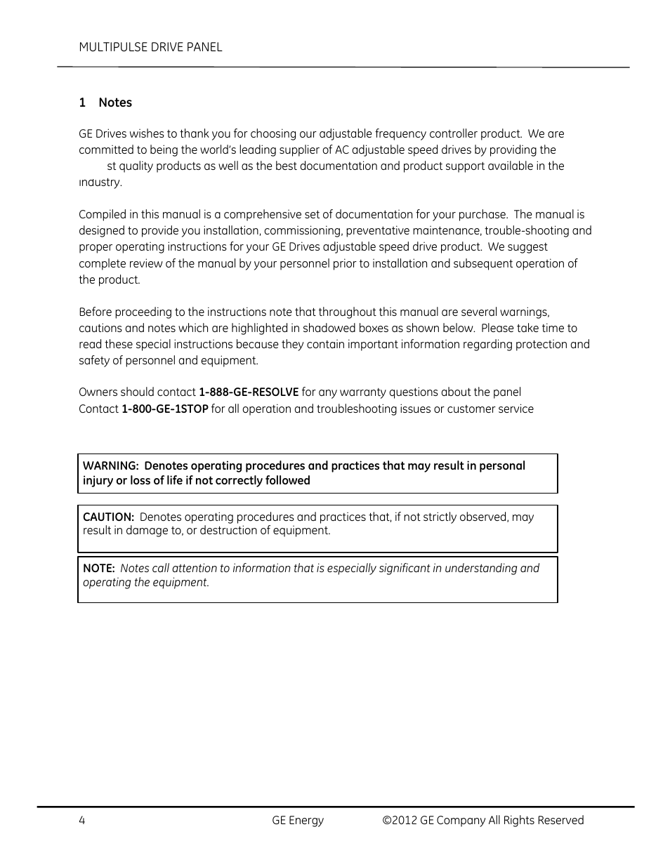Notes | GE Industrial Solutions AF-650 GP MultiPulse Drive Panel User Manual | Page 4 / 37