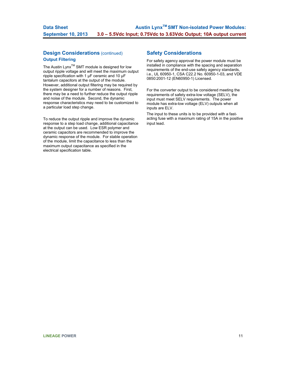 GE Industrial Solutions Austin Lynx SMT User Manual | Page 11 / 20