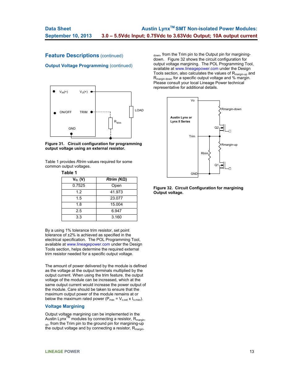 Feature descriptions, Austin lynx | GE Industrial Solutions Austin Lynx SMT User Manual | Page 13 / 20