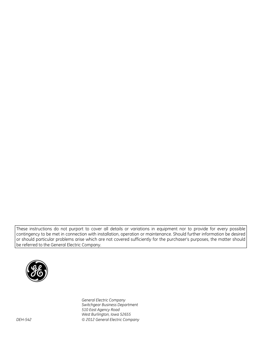 GE Industrial Solutions EntelliGuard E Test Cabinet User Manual | Page 12 / 12