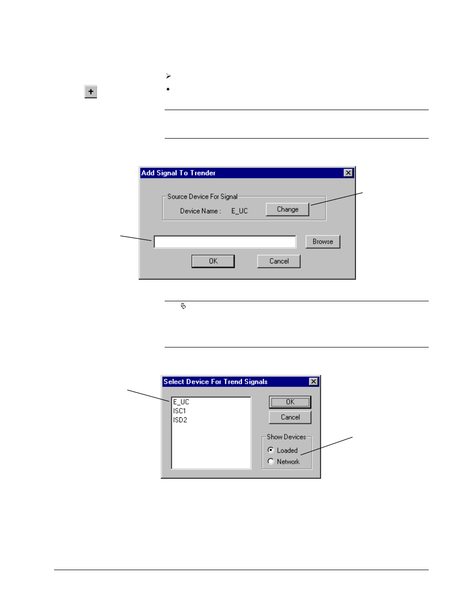 Adding signals using menu, Add signal, Change device | GE Industrial Solutions Control System Toolbox For Configuring the Trend Recorder User Manual | Page 20 / 48