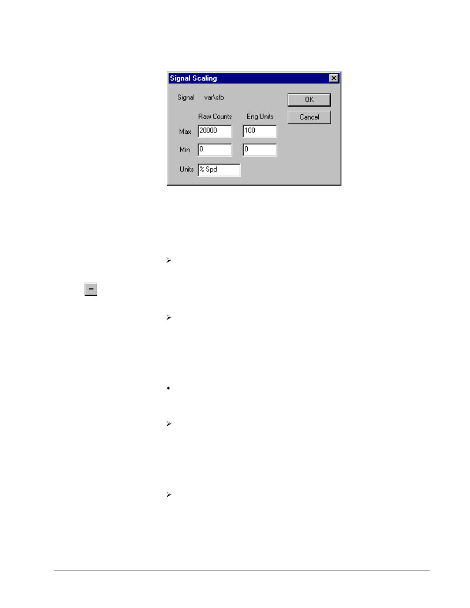 Editing signals, Signal scaling | GE Industrial Solutions Control System Toolbox For Configuring the Trend Recorder User Manual | Page 22 / 48