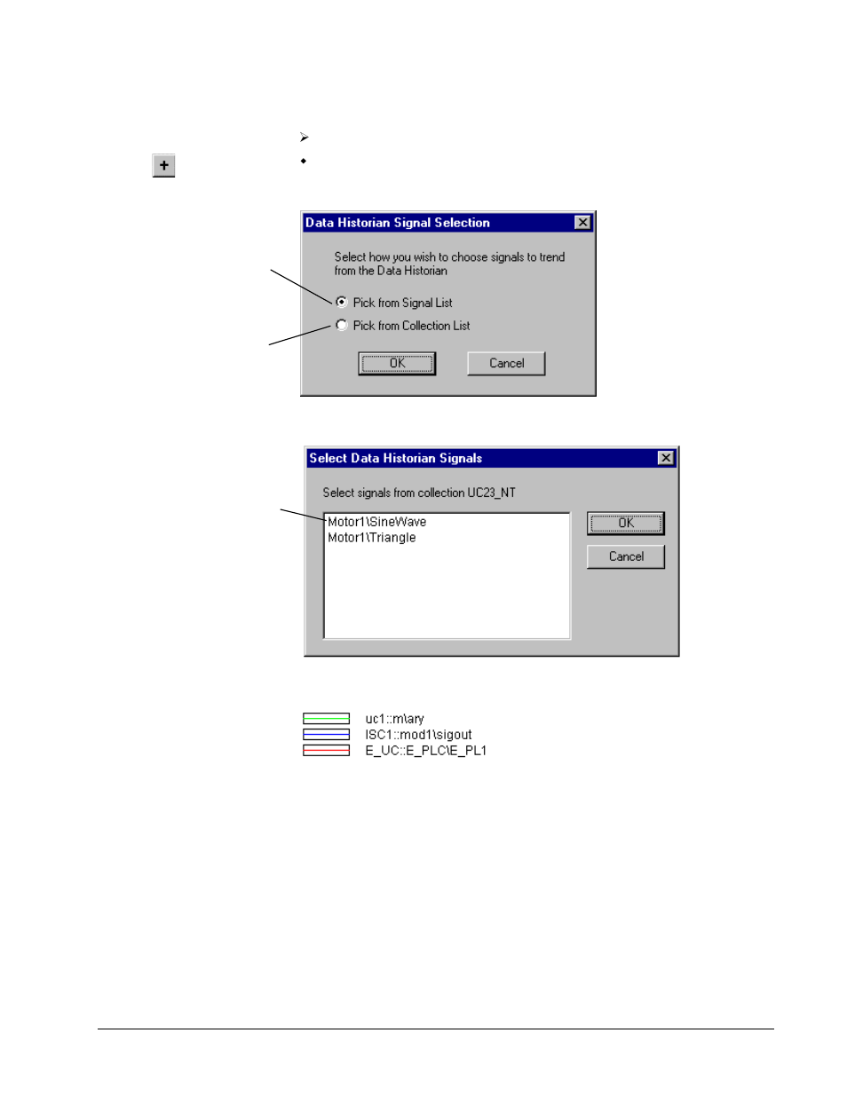 Adding signals, Choosing signals from a collection | GE Industrial Solutions Control System Toolbox For Configuring the Trend Recorder User Manual | Page 26 / 48