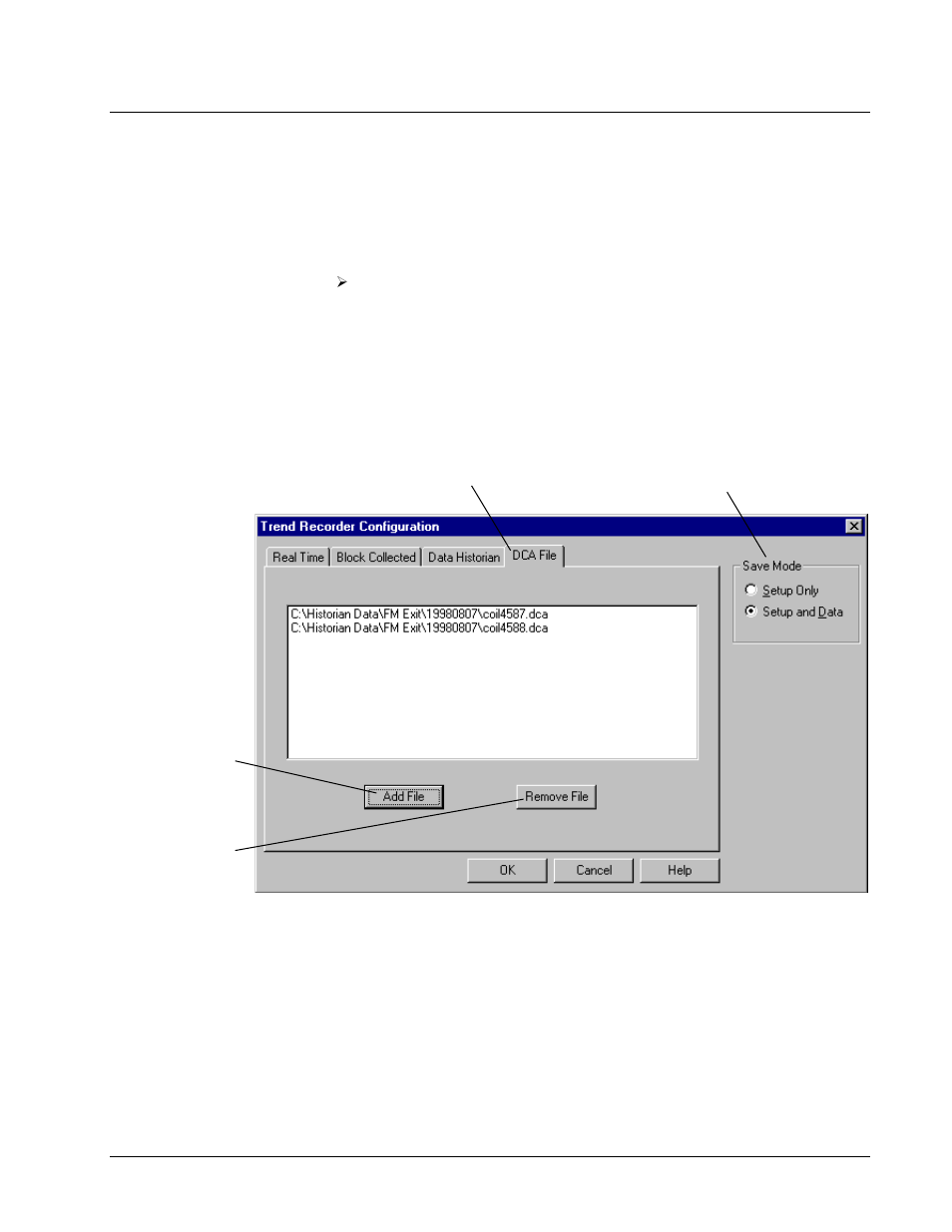 Dca file trends, Configuring the trend, Dca file trend configuration | GE Industrial Solutions Control System Toolbox For Configuring the Trend Recorder User Manual | Page 27 / 48