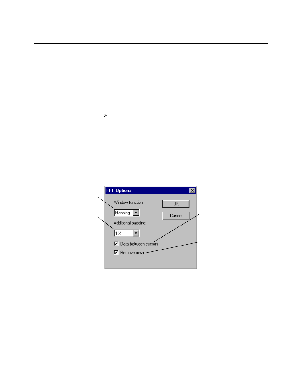 Power spectrum, Fft options | GE Industrial Solutions Control System Toolbox For Configuring the Trend Recorder User Manual | Page 37 / 48