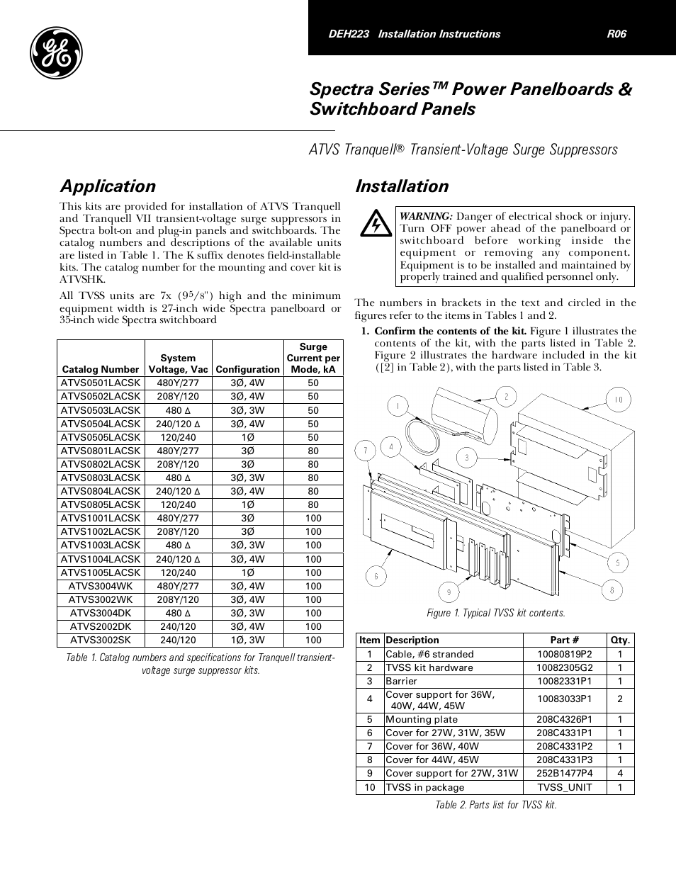 GE Industrial Solutions Spectra Series Power Panelboards ATVS Tranquel User Manual | 6 pages