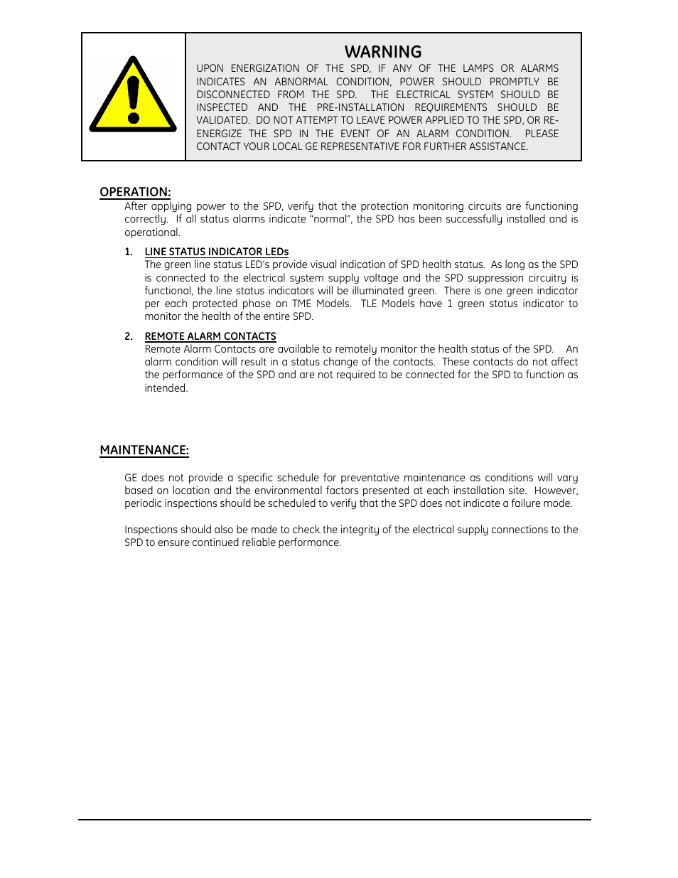 Warning | GE Industrial Solutions Tranquell Series Low and Medium User Manual | Page 17 / 18