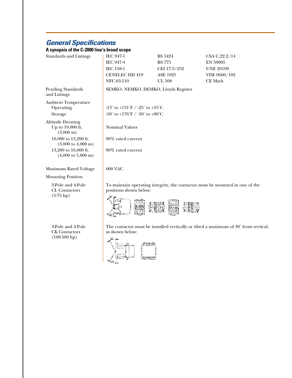 General specifications | GE Industrial Solutions C-2000 Contactors & Starters User Manual | Page 5 / 6
