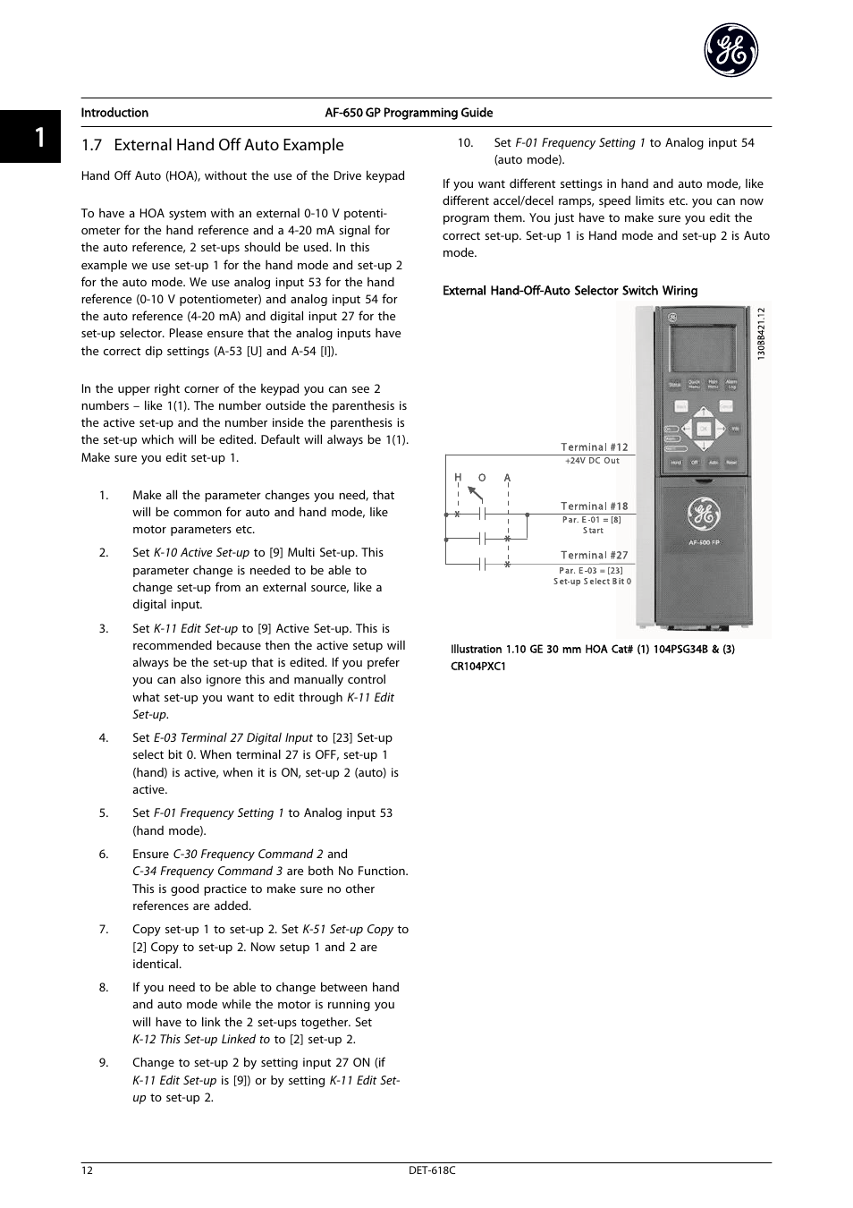 7 external hand off auto example | GE Industrial Solutions AF-650 GP General Purpose Drive Programming Guide User Manual | Page 13 / 175