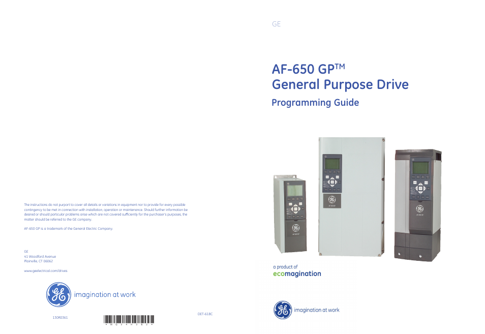 Af-650 gp, General purpose drive, Programming guide | GE Industrial Solutions AF-650 GP General Purpose Drive Programming Guide User Manual | Page 175 / 175