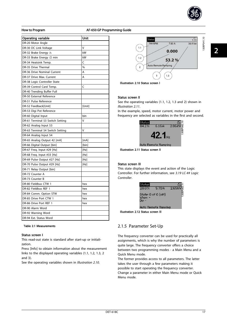 5 parameter set-up | GE Industrial Solutions AF-650 GP General Purpose Drive Programming Guide User Manual | Page 18 / 175