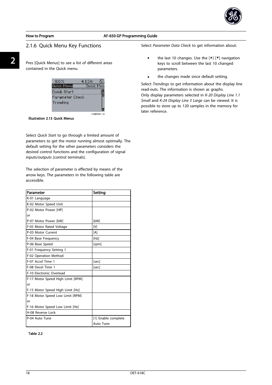 6 quick menu key functions | GE Industrial Solutions AF-650 GP General Purpose Drive Programming Guide User Manual | Page 19 / 175