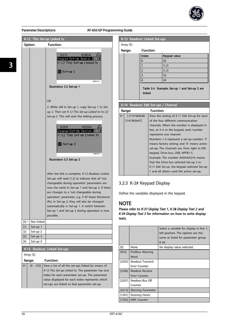 3 k-2# keypad display | GE Industrial Solutions AF-650 GP General Purpose Drive Programming Guide User Manual | Page 27 / 175