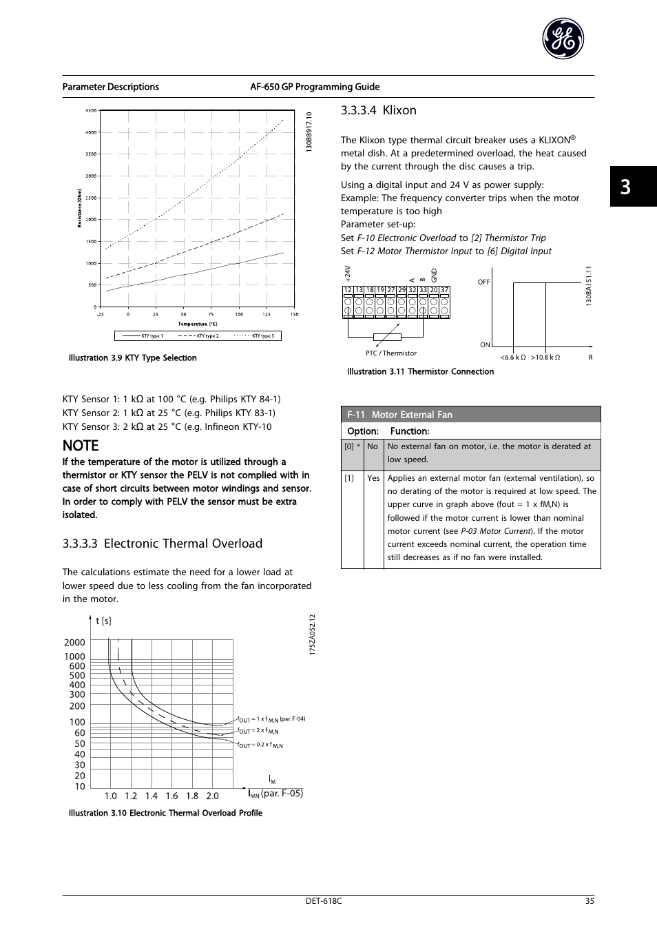3 electronic, Thermal overload, 4 klixon | 3 electronic thermal overload | GE Industrial Solutions AF-650 GP General Purpose Drive Programming Guide User Manual | Page 36 / 175