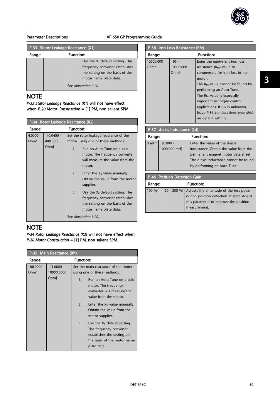 P-35 main, Reactance (xh) ) | GE Industrial Solutions AF-650 GP General Purpose Drive Programming Guide User Manual | Page 60 / 175