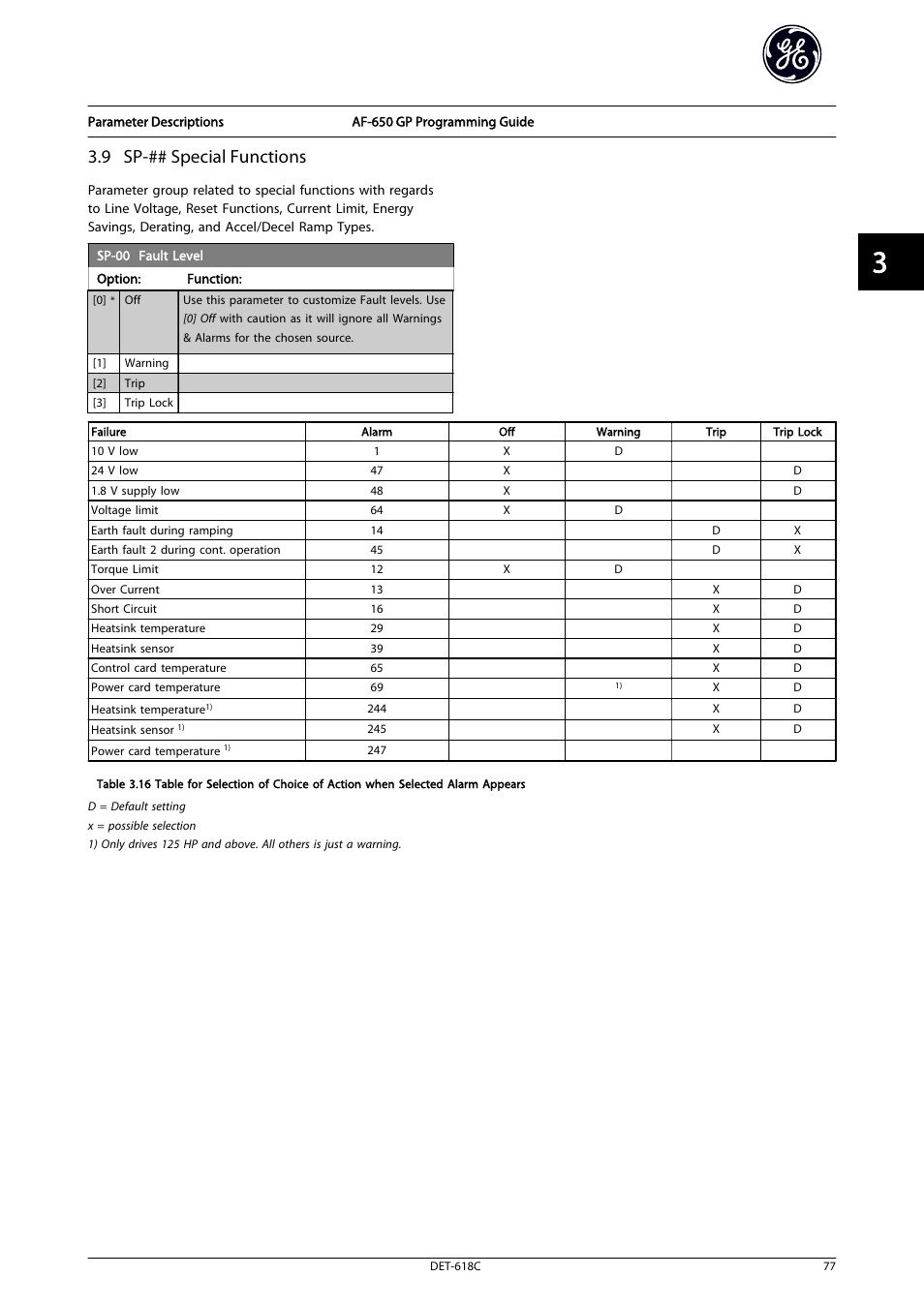 9 sp-## special functions | GE Industrial Solutions AF-650 GP General Purpose Drive Programming Guide User Manual | Page 78 / 175