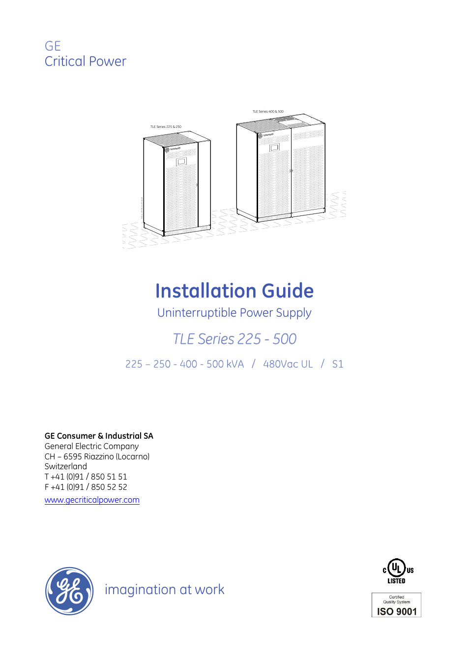 GE Industrial Solutions TLE Series 225-500 Installation Guide User Manual | 54 pages