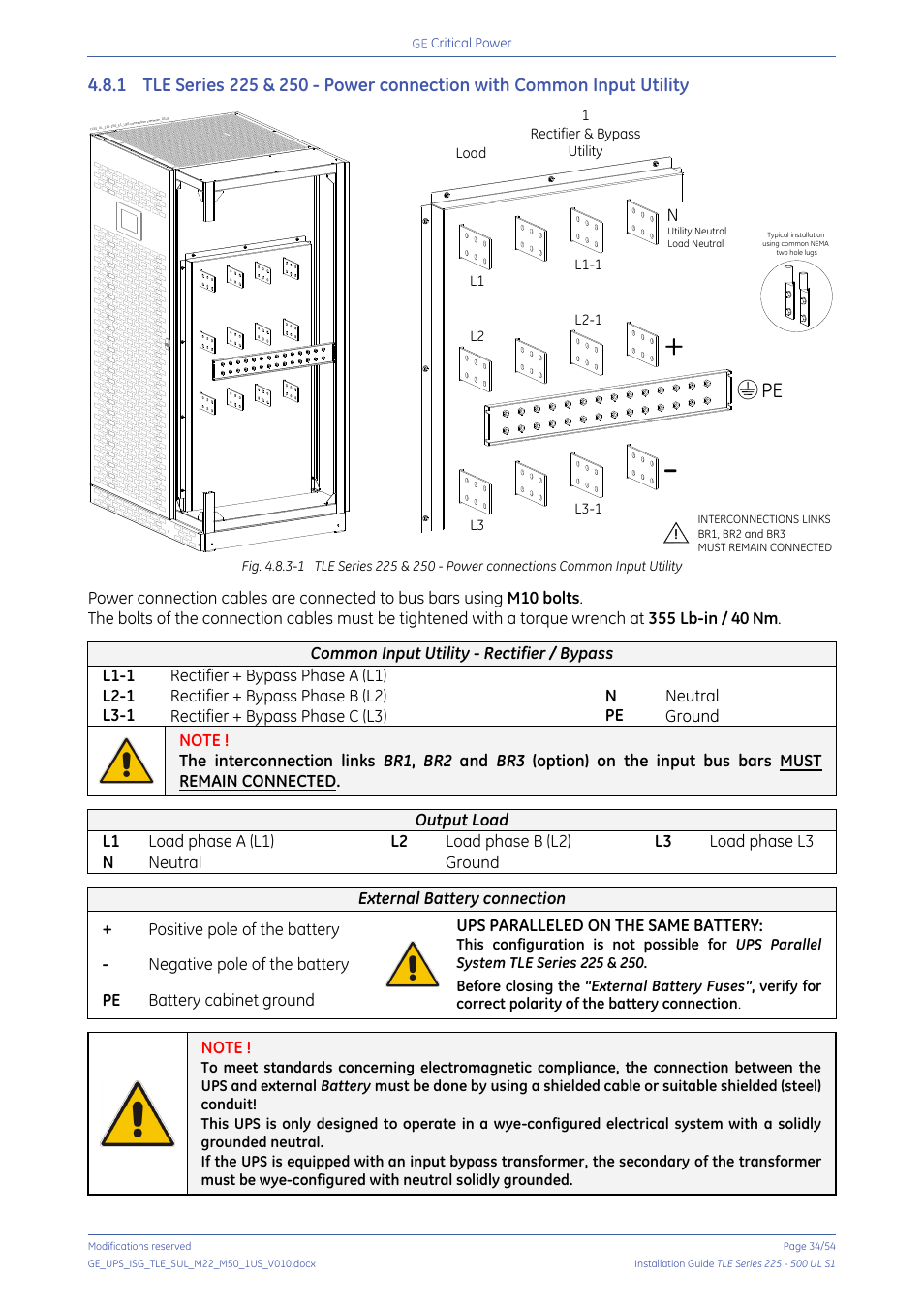 GE Industrial Solutions TLE Series 225-500 Installation Guide User Manual | Page 34 / 54