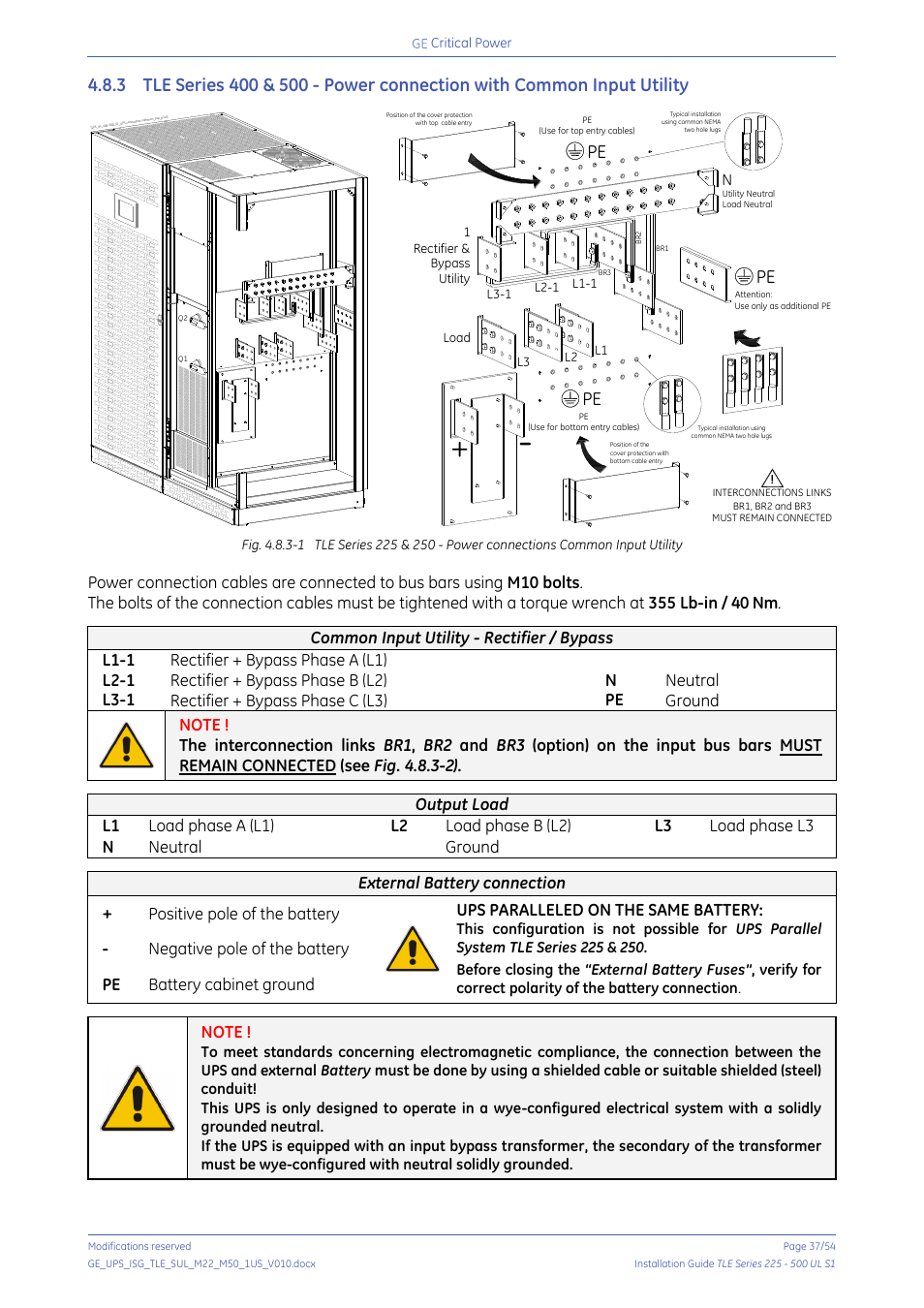 GE Industrial Solutions TLE Series 225-500 Installation Guide User Manual | Page 37 / 54